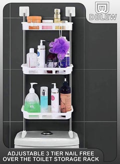 Buy 1 2 3 Tier Plastic Over The Toilet Seat Storage Rack Kitchen Bathroom Vanity Organizer Tank Top Caddy Shelf Holder Sundries Shelves For Wall Mount Space Saving No Drilling in UAE
