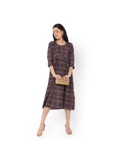 Buy SHORT PURPLE COLOUR STYLISH HIGH QUALITY PRINTED WITH FRONT BUTTONED STYLED ARABIC KAFTAN JALABIYA DRESS in UAE