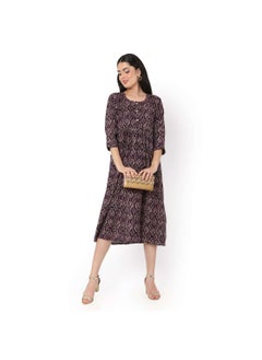 اشتري SHORT PURPLE COLOUR STYLISH HIGH QUALITY PRINTED WITH FRONT BUTTONED STYLED ARABIC KAFTAN JALABIYA DRESS في الامارات