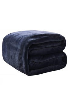 Buy Silky Plain Microfiber Bed Blanket Double Size Navy Blue in UAE