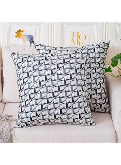 Buy Boho Throw Pillow Covers Super Farmhouse Cushion Cases Set of 2 45x45 cm 18x18 inch (Silver-grid, 18x18) in UAE