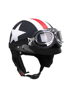 Buy Half Open Face Motorcycle Helmet with Goggles Visor Scarf Biker Scooter Touring Helmet in Saudi Arabia