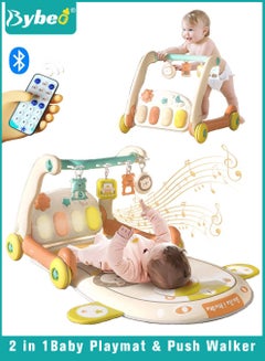 Buy 4 In 1 Baby Playmat & Push Learning Walker, Infant Play Piano Gym Activity Center With Walkers, Learning Walking Stroller, Tummy Time Play Mat, Baby Walker Fitness Rack With Musical Keyboard And Toys in UAE