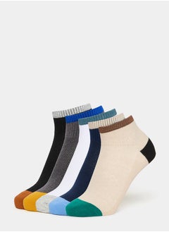 Buy Pack of 5-Contrast Panel Ankle Socks in Saudi Arabia