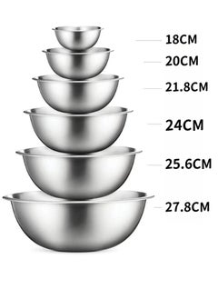 اشتري أوعية خلط من الفولاذ المقاوم للصدأ، مجموعة من 6 قطع، سهلة التنظيف، أوعية متداخلة لتوفير المساحة، حوض متعدد الوظائف للمطبخ، رائع للخبز والتحضير والخبز والطهي ووعاء الخبز في السعودية