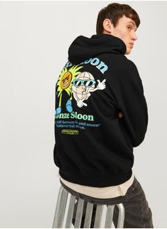 اشتري Back Graphic Print Loose Fit Hoodie في السعودية