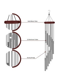 Buy Outside Wind Chimes, Wind Chimes Outdoor Clearance with 12 Aluminum Alloy Tubes and Hook, Memorial Wind Chimes Gift Decoration for Home, Patio, Garden, Outdoor in Saudi Arabia