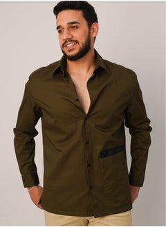 Buy Men’s Autumn Shirt Long Sleeves Collared Neck– Legend Green in UAE