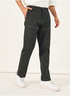 Buy Contrast Stitch Detail Cotton Twill Relaxed Fit Chino in Saudi Arabia