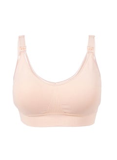 Buy Full Cup Maternity & Nursing Bra - Non Wired Removable Breathable Pads-Easy One Hand Opening Buckles (S, Beige) in UAE