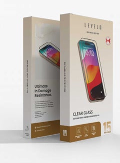 Buy Levelo Full Screen Soft edge Twice-Tempered Glass For iPhone 15 Plus - Black in UAE