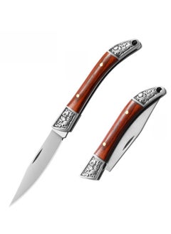 اشتري Stainless Steel Folding Knife Key Chain Pocket Knife Outdoor Color Wooden Handle Pocket Knife - Red Handle في السعودية