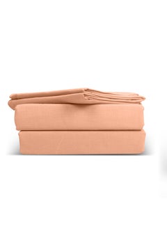 Buy SolidColored 6 Pieces Double Size Bedsheet Set 128 Thread Count Premium QualityCotton BlendedSoft and Comfortable Peach Color 2 Double Bed Flat Sheet 229 x 254 cm and 4 Pillow case 51 x 76 cm in UAE