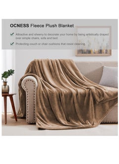 Buy Fleece Flannel and Microfiber Sofa Blanket Luxury brown Blanket Single Size Lightweight and Comfortable for Bed and Sofa Super Soft and Warm Solid Color in Saudi Arabia