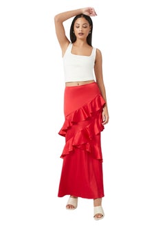 اشتري Chiffon Ruffle-Trim Maxi Skirt في مصر