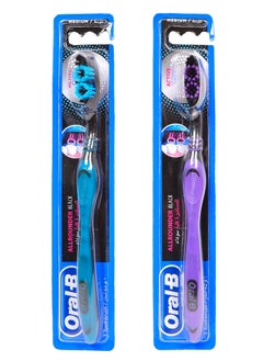 Buy Oral-B Surrounding Black Toothbrush, Medium Manual Toothbrush, 2 Piece Multicolour in Egypt