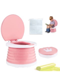 Buy Portable Potty For Kids, Toddlers Foldable Travel Potty Training Seat Children's Portable Toilet Potty Chair Toddlers Training Toilet, Pink in Saudi Arabia