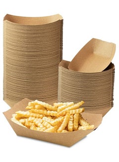 Buy Premium Brown Disposable Paper Food Serving Tray 2 LB Capacity Heavy Duty Medium Size 250 pcs in UAE