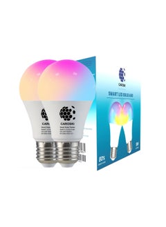 اشتري WIFI Smart Bulb with 1 Year Warranty - 9W Smart Wi-Fi Light Bulb Pack of 2 - LED Home light bulb Compatible with Alexa - Echo and Google Home Assistant - Bulb smart light has Multi Colors في السعودية