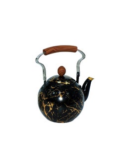 Buy Teapot With Gold Marble Patterns and Wood Handle in Saudi Arabia