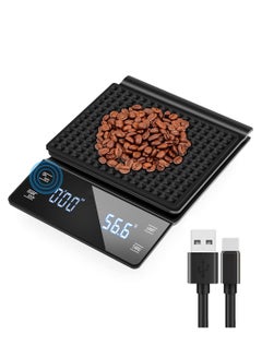 Buy Coffee Scale, Digital Kitchen Scale with Timer and  LCD Display, USB Rechargeable Scale for Coffee, Cooking, Baking 0.3-3000G in Saudi Arabia