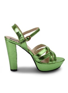 Buy Crocodile Leather High Heel Sandals-Green in Egypt