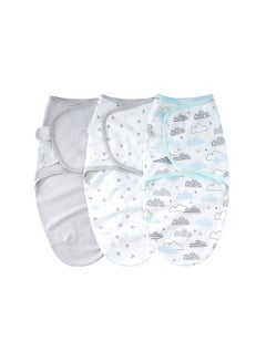 اشتري insular SU3007 3PCS Baby Swaddle Wrap Blanket Soft Cotton Infant Sleeping Blanket with Cute Cloud Pattern for Newborn Baby Boys Girls في السعودية