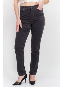 اشتري Women Slim Fit Plain Stretchable Corduroy, Dark Grey في السعودية