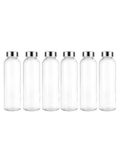 Buy 6Pcs 16oz Glass Water Bottles,  Clear Glass Bottles with Stainless Steel Lids, Reusable Glass Drink Bottles with Caps, Juice Bottles for Juicing in UAE