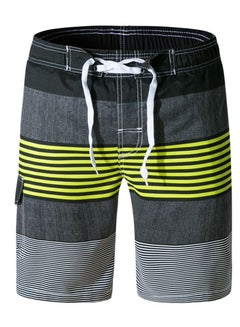 Buy Men's Striped Beach Shorts Grey/Green in UAE