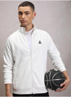 Buy Textured Badge Detail Full Zip Sweatshirt in Saudi Arabia