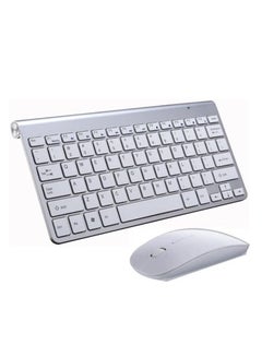 اشتري 2.4G لوحة مفاتيح لاسلكية رفيعة للغاية مع لوحة مفاتيح وماوس لجهاز Apple Mac أبيض في الامارات