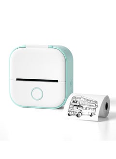 Buy Wireless Sticker Label Maker - Portable Thermal Label Printer - Mini Printer Compatible with Android and iOS - Bluetooth Label Maker for Study, Work, Office, Kitchen, DIY, Gifts（white+green） in Saudi Arabia