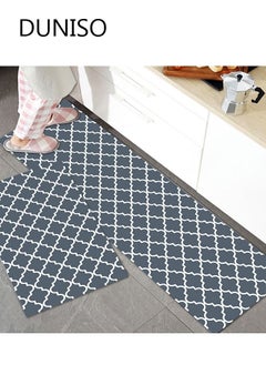 اشتري Set of 2 Non-Slip Kitchen Rugs and Mats Anti-Fatigue Hallway Kitchen Runner Rug Set Backing Floor Mat for Kitchen Laundry Bathroom Office 40*60cm&40*120cm في الامارات