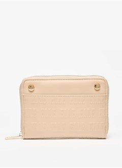 Buy Women Monogram Embossed Wallet with Zip Closure in UAE