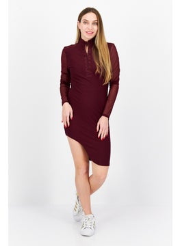 Buy Women Sportswear Fit Long Sleeve Outdoor Dress, Maroon in UAE