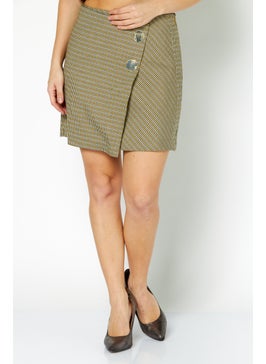 اشتري Women Houndstooth Mini Skirt, Yellow/Black في الامارات