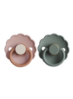 Buy Pack Of 2 Daisy Latex Baby Pacifier 6-18M, Biscuit/Lily Pad in Saudi Arabia