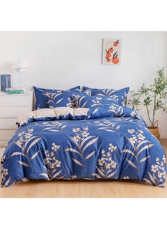 اشتري 6 Piece Double Size Duvet Cover Set Microfiber Wedgewood 1 Duvet Cover 200X230 Cm 1 Flat Sheet 220X280 Cm 4 Pillow Cover 48X74 Cm Multicolour في الامارات