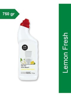 Buy WC Gel With Bleach Freshness Lemon Cleans and Removes Stains From The Toilet Also Keeps A Perfumed Bathroom 750 gr in Saudi Arabia