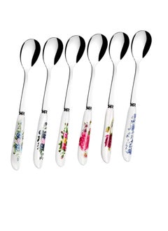 Buy Coffee Spoons for Coffee Bar 6Pcs - Chinese Floral Stainless Steel Spoons Kitchen Set Tea Spoons Silverware Set - Ice Cream Spoon Cake Tableware Set Coffee Stirrers Reusable Dessert Spoons for Tea Set in Saudi Arabia