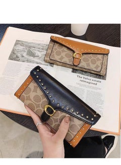 Buy Wallets for women, simple solid color long wallet for students, large capacity zipper multi card wallet for women in Egypt
