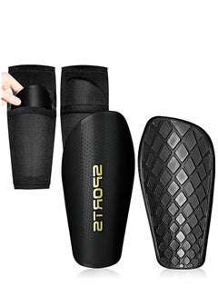 اشتري Rness Football Shin Guards Set of Soccer Shin Pads and Sleeves Lightweight Breathable Black L Size في الامارات