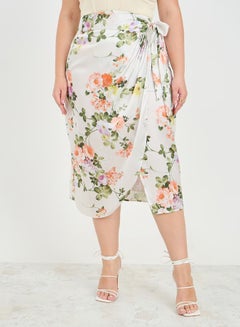 Buy Plus Floral Print Wrap Midi Skirt in Saudi Arabia