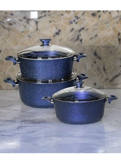 Buy The original Turkish granite cookware set, 6 pieces, non-stick, small 26, medium 28, large 30 cm in UAE