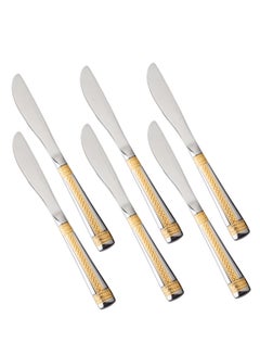 Buy Set of 6 stainless steel knives with gold decor in Saudi Arabia