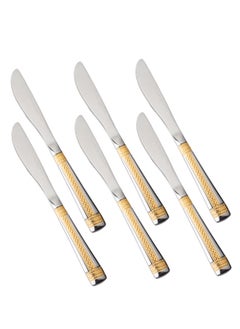 Buy Set of 6 stainless steel knives with gold decor in Saudi Arabia