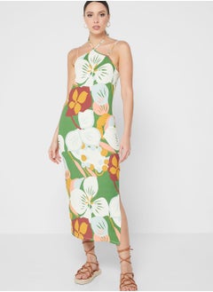 Buy One Shoulder Printed Side Slit Dress in Saudi Arabia