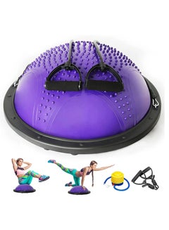 اشتري Half Ball Balance Trainer - 46cm Anti Slip Half Balance Ball with Resistance Bands and Foot Pump, Exercise Ball for Yoga, Fitness, Core Training, Home Gym Workout في السعودية