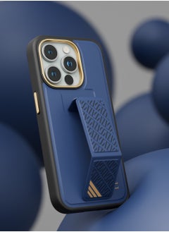 Buy Levelo Morphix Cuero Gripstand Case For iPhone 15 Pro - Blue in UAE